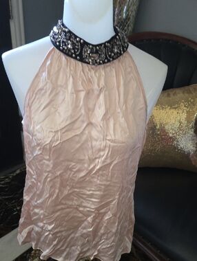 Cache Blush Pink Embellished Halter Top